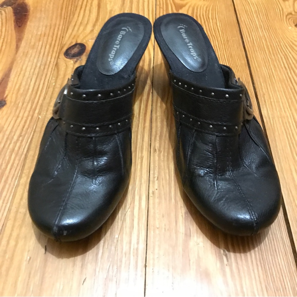 BareTraps Black Leather Buckle Mules, EUC, 9.5 - Picture 3 of 14